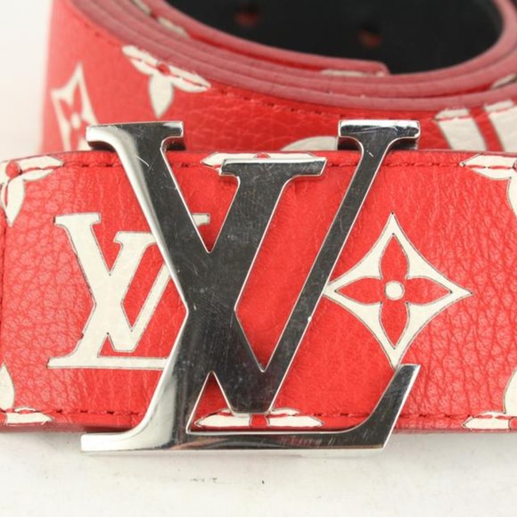 Louis Vuitton x Supreme Ultra Rare Red 100/40 Monogram Initiales Belt 118lv27 - Picture 8 of 12